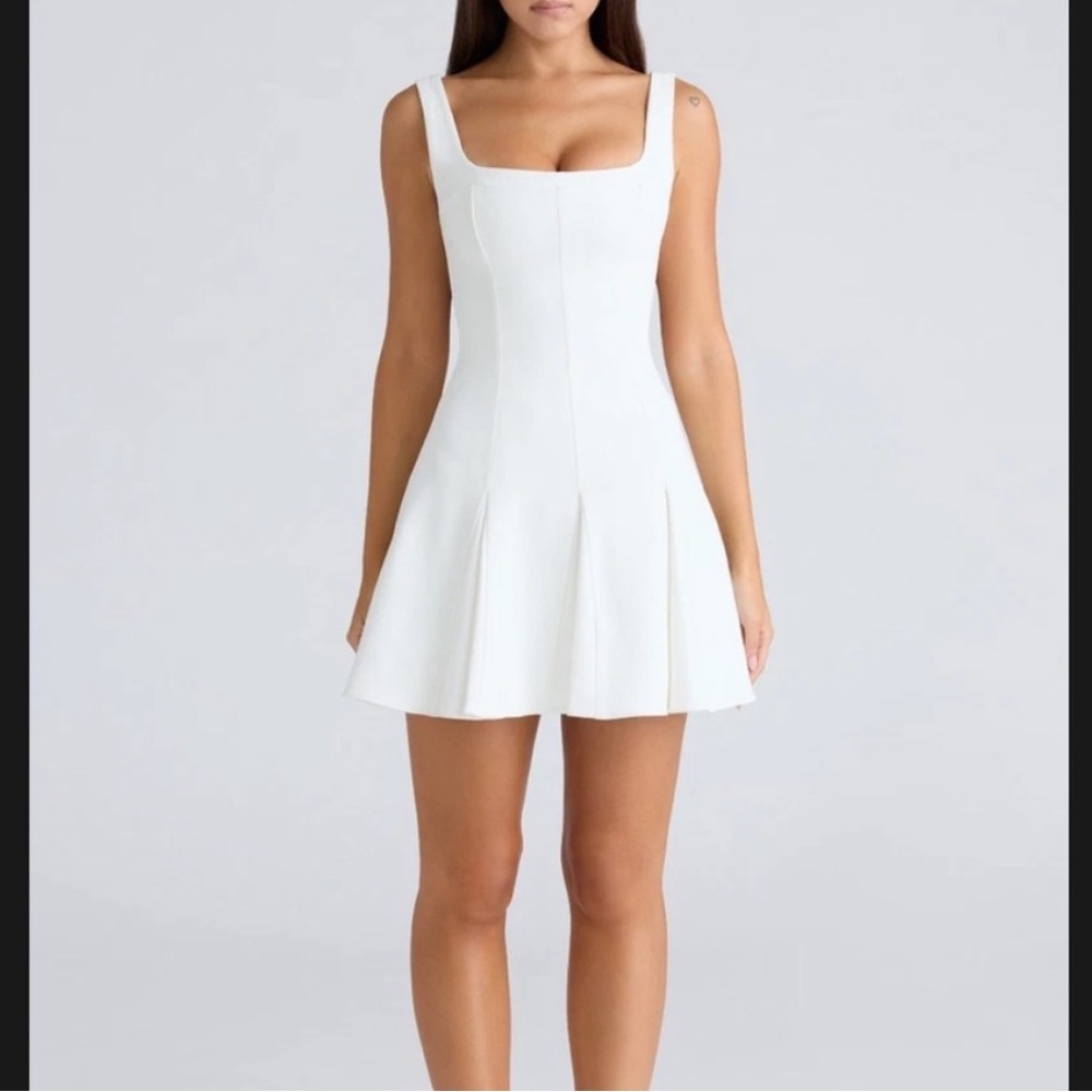 House of CB Amelie white Square-Neck Mini Dress